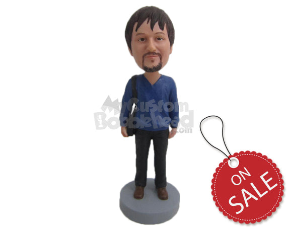 Custom Bobblehead Neat Male With A Side Bag - Leisure & Casual Casual Males Personalized Bobblehead & Cake Topper Custom Bobblehead Neat Male With A Side Bag - Leisure & Casual Casual Males Personalized Bobblehead & Cake Topper